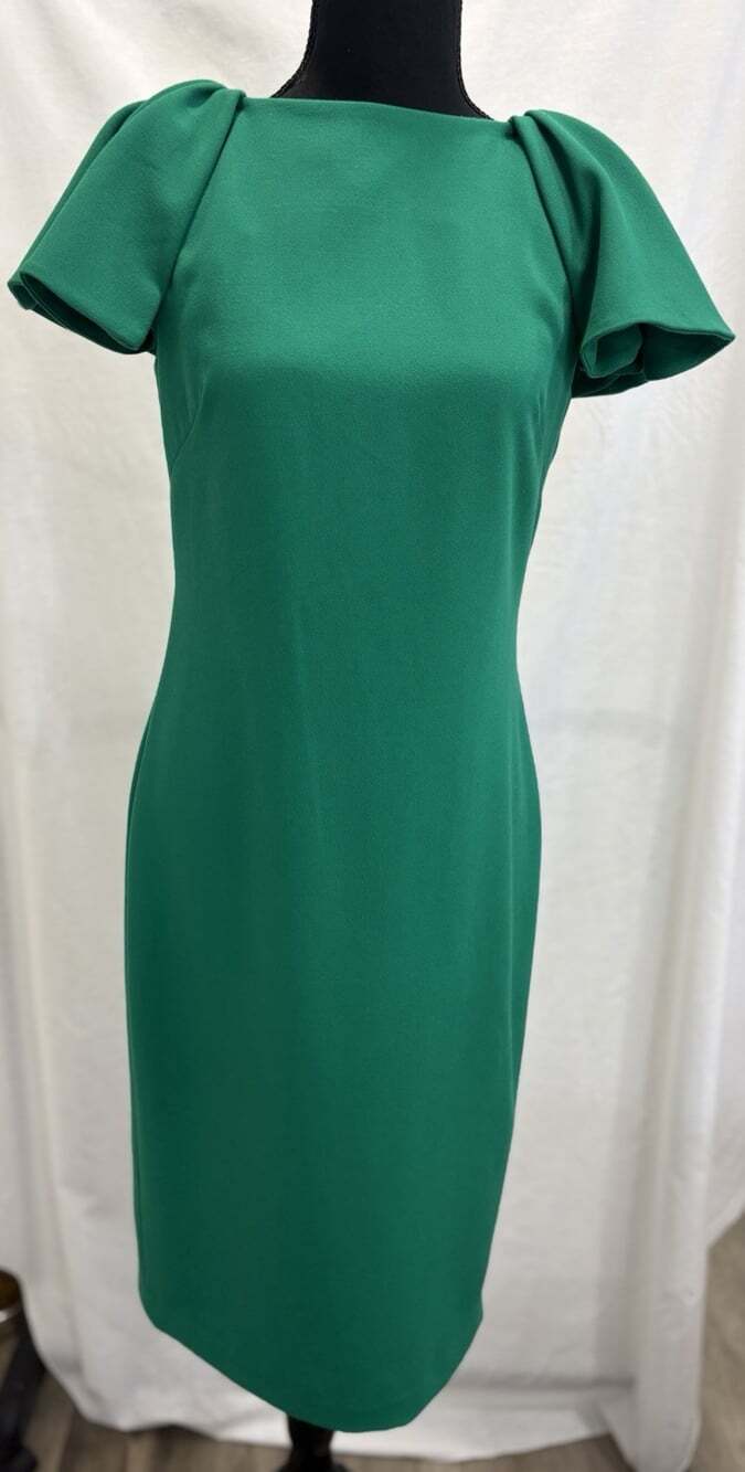 Donna Karan New York Green Women’s Flutter/Puff Sleeve Sheath Dress Size 4